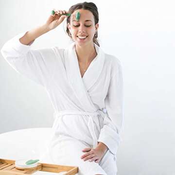 WITTY Jade Face Roller and Gua Sha Set in Hand-Drawn Giftbox - Gua Sha Stone, Face Massager Roller, Beauty Massage Face Scraper Tools - Guasha Tool for Face Roller Skin Care, Eyes, Neck - Extra Pouch