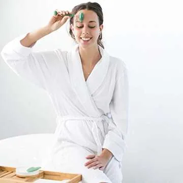 WITTY Jade Face Roller and Gua Sha Set in Hand-Drawn Giftbox - Gua Sha Stone, Face Massager Roller, Beauty Massage Face Scraper Tools - Guasha Tool for Face Roller Skin Care, Eyes, Neck - Extra Pouch