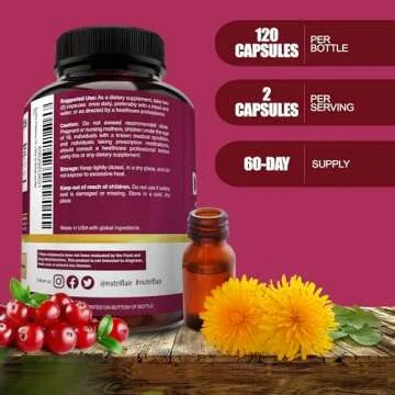 NutriFlair D-Mannose 1200mg, 120 Capsules - with Cranberry and Dandelion Extract - Natural Urinary T...