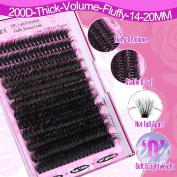 Yawamica Fluffy Volume Lash Clusters 240pcs DIY Extensions 14-20mm