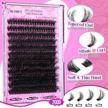 Yawamica Fluffy Volume Lash Clusters 240pcs DIY Extensions 14-20mm
