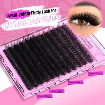 Yawamica Fluffy Volume Lash Clusters 240pcs DIY Extensions 14-20mm