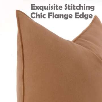 DEZENE 12x20 Cotton Pillow Covers Set of 2 Orange Neutral Couch Throw Pillow Covers with Flange Natu...