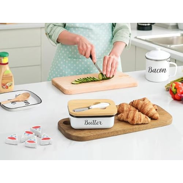 Stylish Butter Dish with Knife - Unbreakable Metal Keeper
