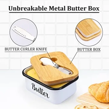 Stylish Butter Dish with Knife - Unbreakable Metal Keeper