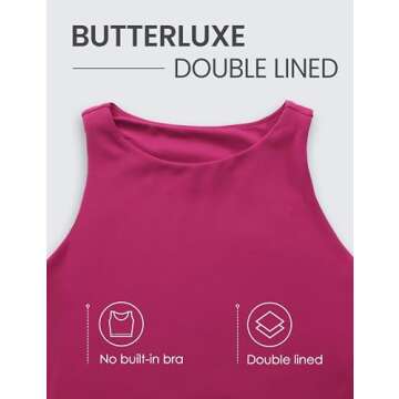 CRZ YOGA Womens Butterluxe Double Lined Cropped Tank Tops High Neck Racerback Tanks Sleeveless Casual Workout Crop Top Magenta Purple Small