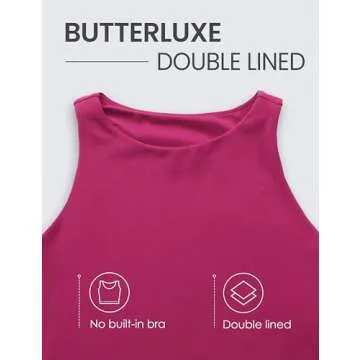 CRZ YOGA Womens Butterluxe Double Lined Cropped Tank Tops High Neck Racerback Tanks Sleeveless Casual Workout Crop Top Magenta Purple Small