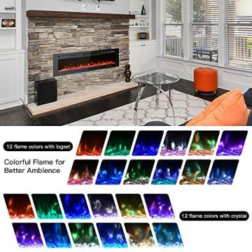 Maxhonor Electric Fireplace - Stylish 12 Color Heater