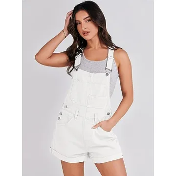 ANRABESS Women's Summer Denim Shortalls Loose Fit Adjustable