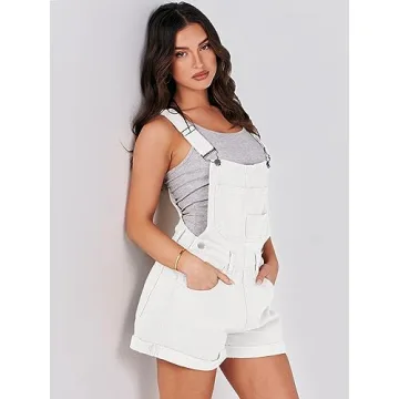 ANRABESS Women's Summer Denim Shortalls Loose Fit Adjustable
