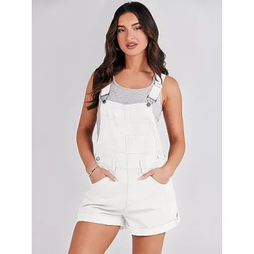 ANRABESS Women's Summer Denim Shortalls Loose Fit Adjustable