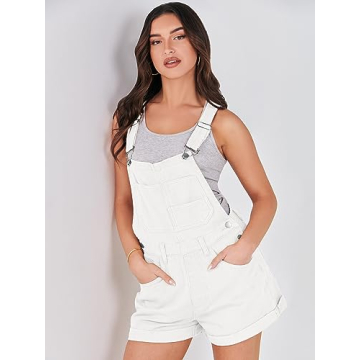 ANRABESS Women's Summer Denim Shortalls Loose Fit Adjustable