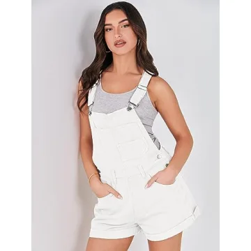 ANRABESS Women's Summer Denim Shortalls Loose Fit Adjustable