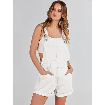 ANRABESS Women's Summer Denim Shortalls Loose Fit Adjustable