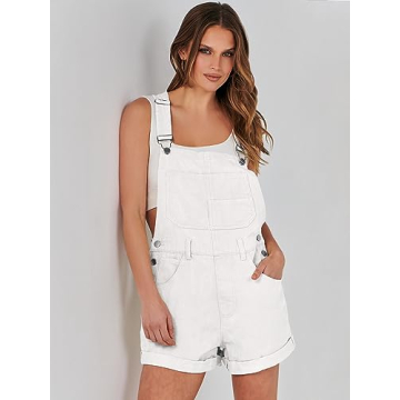 ANRABESS Women's Summer Denim Shortalls Loose Fit Adjustable