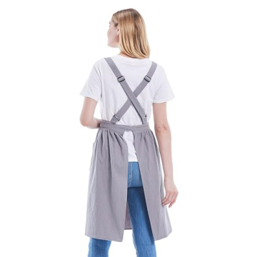 Stylish Nanxson Cross Back Apron with Pockets in Grey