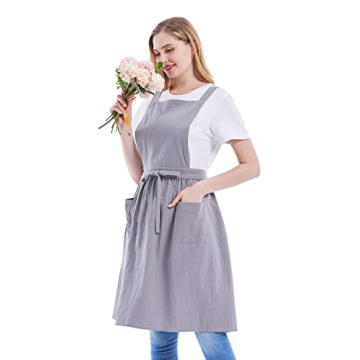Stylish Nanxson Cross Back Apron with Pockets in Grey