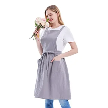 Stylish Nanxson Cross Back Apron with Pockets in Grey