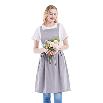 Stylish Nanxson Cross Back Apron with Pockets in Grey