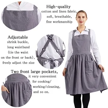 Stylish Nanxson Cross Back Apron with Pockets in Grey