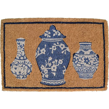 Imports Decor Handmade Printed Coir Mat - Ginger Jar Design - 20x30"