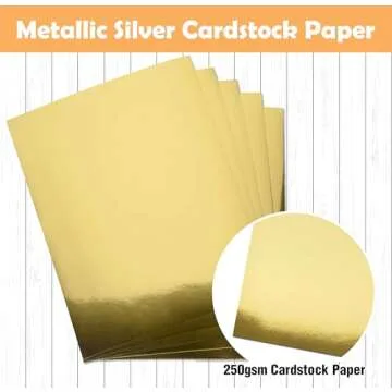 Gift Boutique 60 Pcs Metallic Gold Cardstock Paper, Golden Foil Board Sheets Mirror Finish Surface for Crafting Invitations & Decor, 8.5" x 11" 250gsm