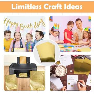 Gift Boutique 60 Pcs Metallic Gold Cardstock Paper, Golden Foil Board Sheets Mirror Finish Surface for Crafting Invitations & Decor, 8.5" x 11" 250gsm