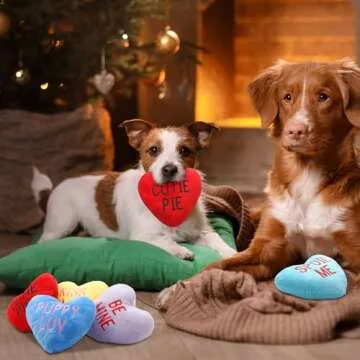 Squeaky Plush Candy Heart Dog Toys - 6 Pack Valentine Gift