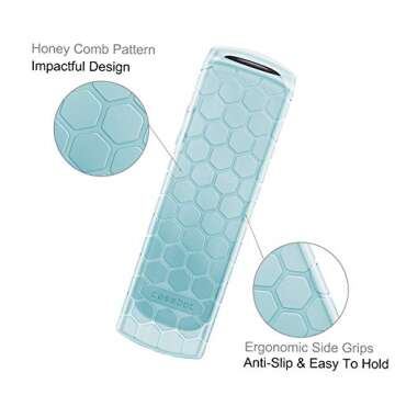 CaseBot Remote Case for Roku Voice, Express HD / 4K+, Ultra LT Enhanced Voice, Express 3930, Premiere+ 3921, Streaming Stick+ Remote, Honey Comb Anti Slip Shockproof Silicone Cover, Blue Glow