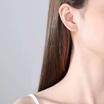 Lavishe Rhodium Plated 925 Sterling Silver Cubic Zirconia Horoscope Zodiac 12 Constellation Astrology Jewelry Taurus Stud Earrings