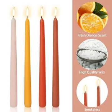 Buy Smokeless Orange Taper Candles Set of 4 for Events