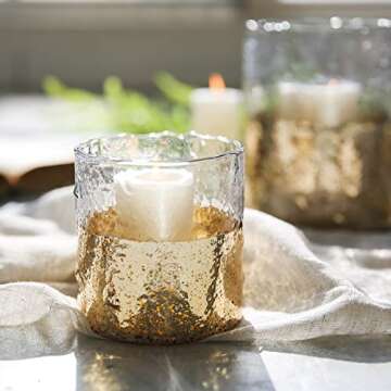 Cyl Home Hammered Clear Glass Vase with Sparkler Golden Decor Dining Table Centerpieces Vases Gifts ...