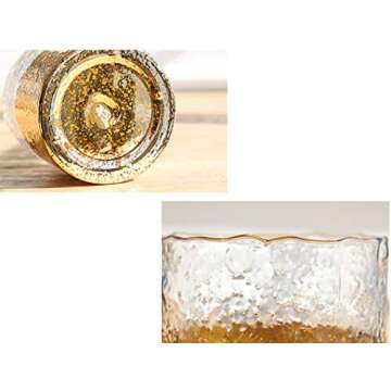 Cyl Home Hammered Clear Glass Vase with Sparkler Golden Decor Dining Table Centerpieces Vases Gifts for Wedding Housewarming Christmas Party，4.3'' Height.