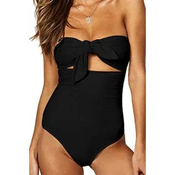 Stylish QINSEN Strapless High Waist Swimsuit for Women