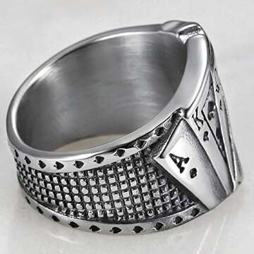 Jude Jewelers Retro Vintage Stainless Steel Poker Games Royal Sraight Flush Casino Cocktail Party Biker Ring (Silver, 6)