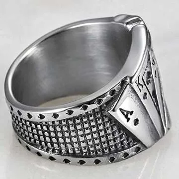 Jude Jewelers Retro Vintage Stainless Steel Poker Games Royal Sraight Flush Casino Cocktail Party Biker Ring (Silver, 6)