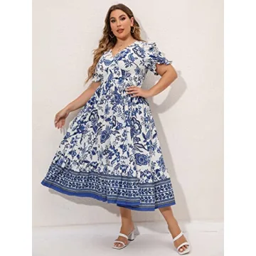 Plus Size Boho Floral Maxi Dress for Summer Days