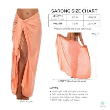 SHU-SHI Sarong Wraps For Women Long Swimsuit Pareo Beach Wrap Skirt With Coconut Clip