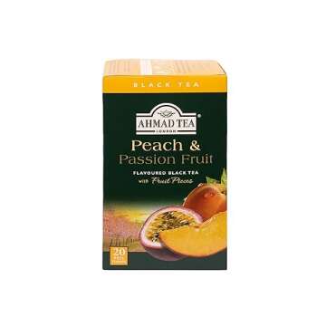 Ahmad Tea Black Tea, Peach And Passion Fruit Teabags, 20 ct (Pack Of 6) - Caffeinated And Sugar-Free