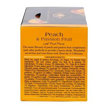 Ahmad Tea Black Tea, Peach And Passion Fruit Teabags, 20 ct (Pack Of 6) - Caffeinated And Sugar-Free