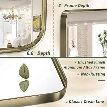 TokeShimi 72x36 Inch Gold Vanity Mirror in Durable Frame