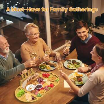 Charcuterie Boards Gift Set,Extra Big Bamboo Cheese Board with Knife for Entertaining,Wedding Gifts,House Warming Gifts New Home,Christmas Gifts,Thanksgiving Table Decorations,Birthday Gifts for Women