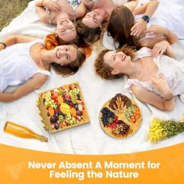 Charcuterie Boards Gift Set,Extra Big Bamboo Cheese Board with Knife for Entertaining,Wedding Gifts,House Warming Gifts New Home,Christmas Gifts,Thanksgiving Table Decorations,Birthday Gifts for Women