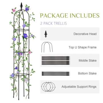 Lalahoni Garden Trellis for Climbing Plants Outdoor, 2 Pack 6ft Tall Plant Support for Potted Plants...