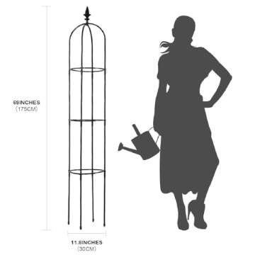 Lalahoni Garden Trellis for Climbing Plants Outdoor, 2 Pack 6ft Tall Plant Support for Potted Plants Climbing Vine Rose Clematis Vegetable Cucumber, Garden Obelisk Trellis