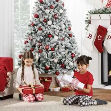 Best Choice Products Artificial Christmas Tree, 9ft Unlit Snow Flocked Design Pine Tree, Full Appearance Snowy w/Easy Assembly, Metal Stand