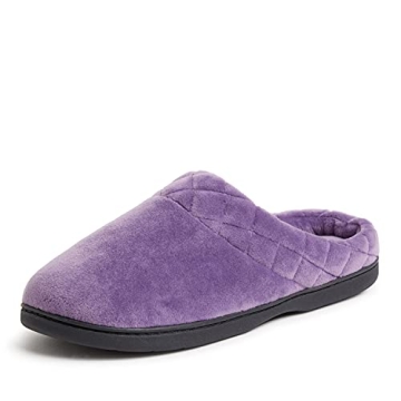 Dearfoams Women's Indoor/Outdoor Memory Foam Darcy Microfiber Velour Clog, Wide Widths Slipper, Smok...