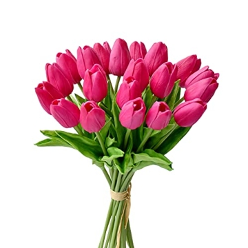 Mandy's Vibrant 20pcs Hot Pink Artificial Tulips for Every Occasion