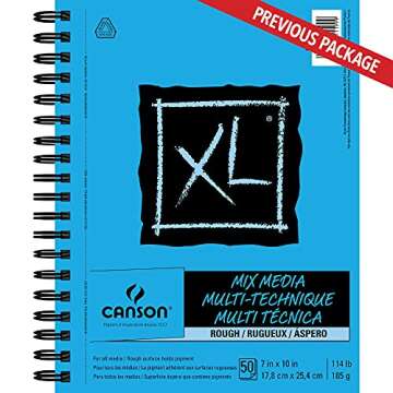 Canson XL Series Mixed Media Pad, Rough Texture, Side Wire, 7x10 inches, 50 Sheets – Heavyweight A...