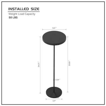 DREAMODERN Round Drink Table Small Side Table, Modern End Table Black Weighted Base Pedestal Table M...